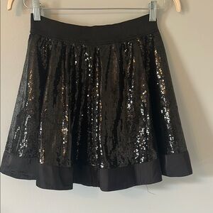 Forever 21 Black Sequin Skater Mini Skirt